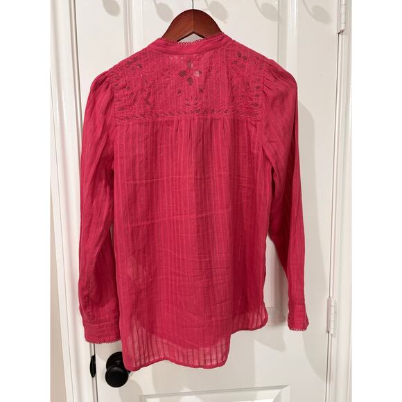 PLCRO Anthropologie Victoria Lace Button Down in Pink Size 6 - Picture 3 of 7